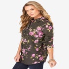 Plus Size Kate Long Sleeve Easy Cotton-Blend Button-Front Shirt image number null