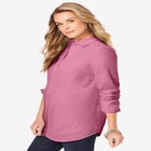Plus Size Kate Long Sleeve Easy Cotton-Blend Button-Front Shirt image number null