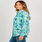 Plus Size Kate Long Sleeve Easy Cotton-Blend Button-Front Shirt image number null