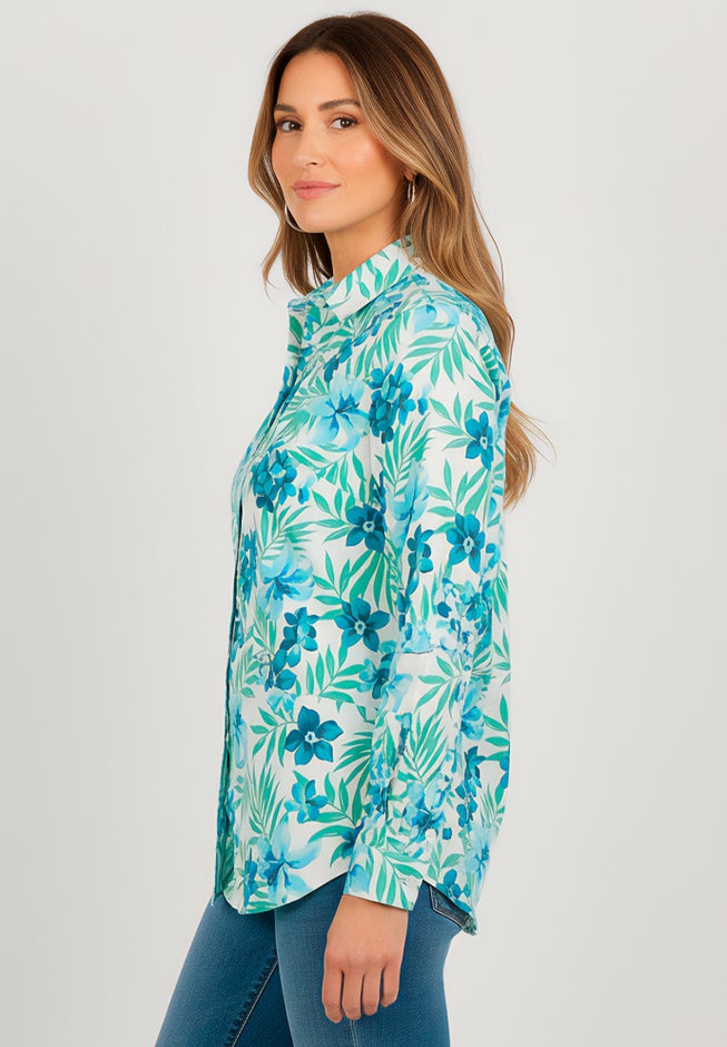 Plus Size Kate Long Sleeve Easy Cotton-Blend Button-Front Shirt image number 2