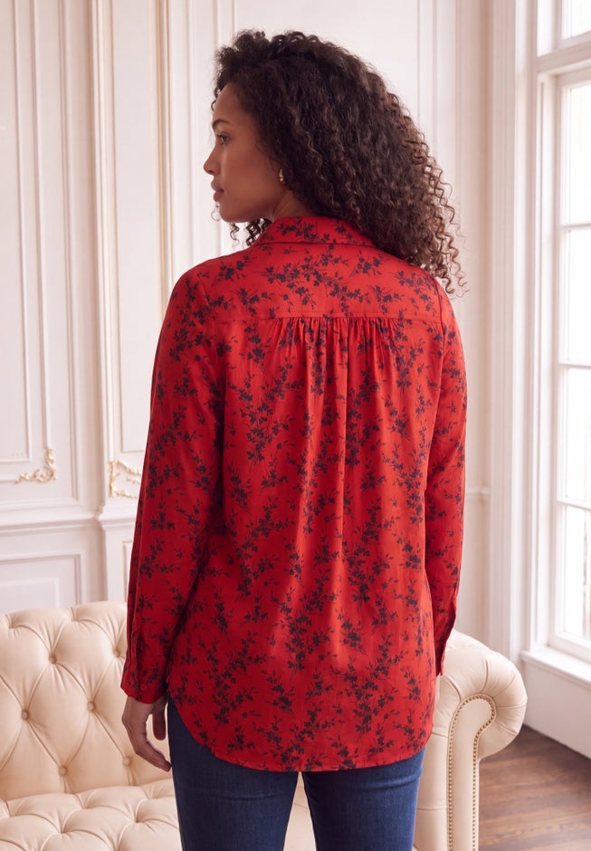 Plus Size Kate Long Sleeve Easy Cotton-Blend Button-Front Shirt image number 1