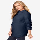 Plus Size Kate Long Sleeve Easy Cotton-Blend Button-Front Shirt image number null