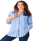 Plus Size Kate Long Sleeve Easy Cotton-Blend Button-Front Shirt image number null