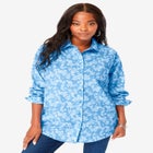 Plus Size Kate Long Sleeve Easy Cotton-Blend Button-Front Shirt image number null