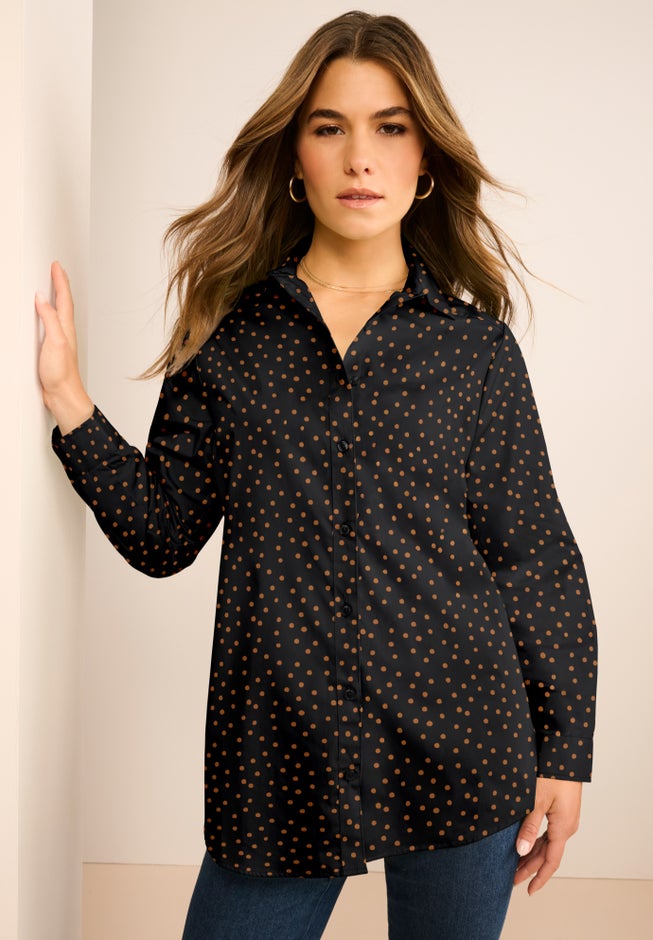 Plus Size Kate Long Sleeve Easy Cotton-Blend Button-Front Shirt image number 0