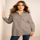 Plus Size Kate Long Sleeve Easy Cotton-Blend Button-Front Shirt image number null