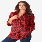Plus Size Kate Long Sleeve Easy Cotton-Blend Button-Front Shirt image number null