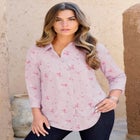 Plus Size Kate Long Sleeve Easy Cotton-Blend Button-Front Shirt image number null