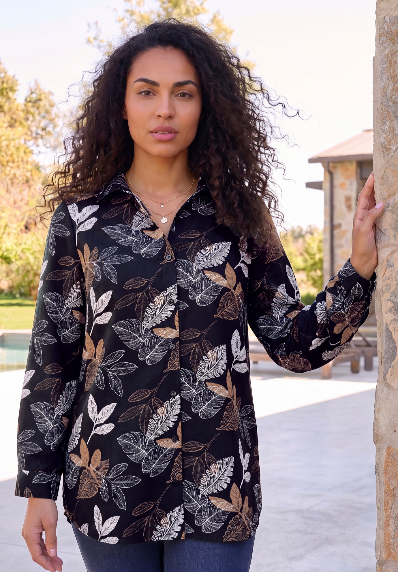 Plus Size Kate Long Sleeve Easy Cotton-Blend Button-Front Shirt image number 0
