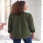 Faux Suede Button-Front Shirt image number null