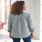 Faux Suede Button-Front Shirt image number null