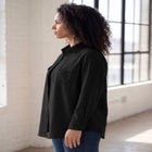Faux Suede Button-Front Shirt image number null