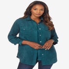 Faux Suede Button-Front Shirt image number null