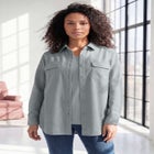 Faux Suede Button-Front Shirt image number null
