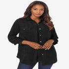Faux Suede Button-Front Shirt image number null