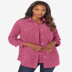 Faux Suede Button-Front Shirt image number null