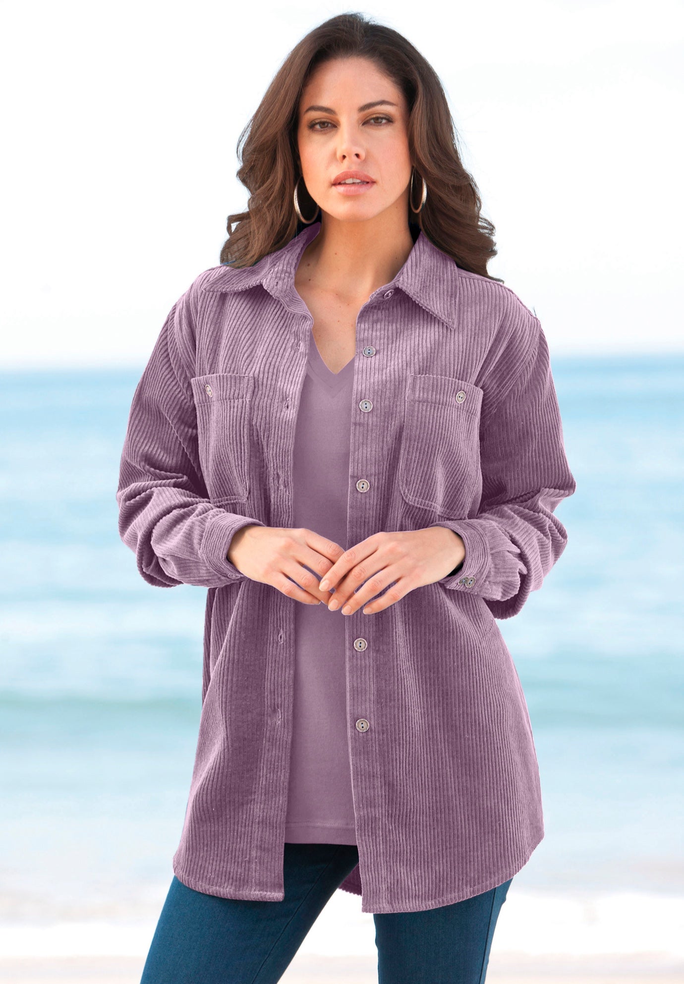 Corduroy Button-Front Shirt image number 0