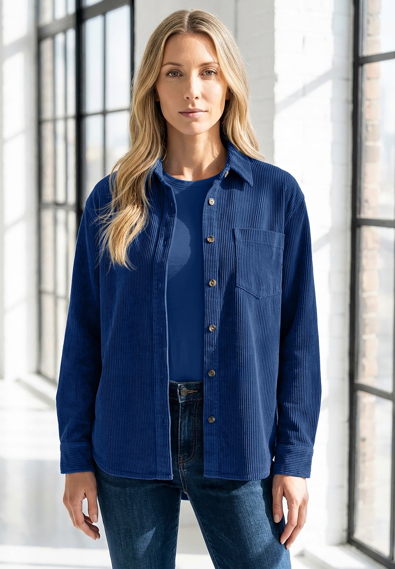 Corduroy Button-Front Shirt image number 0