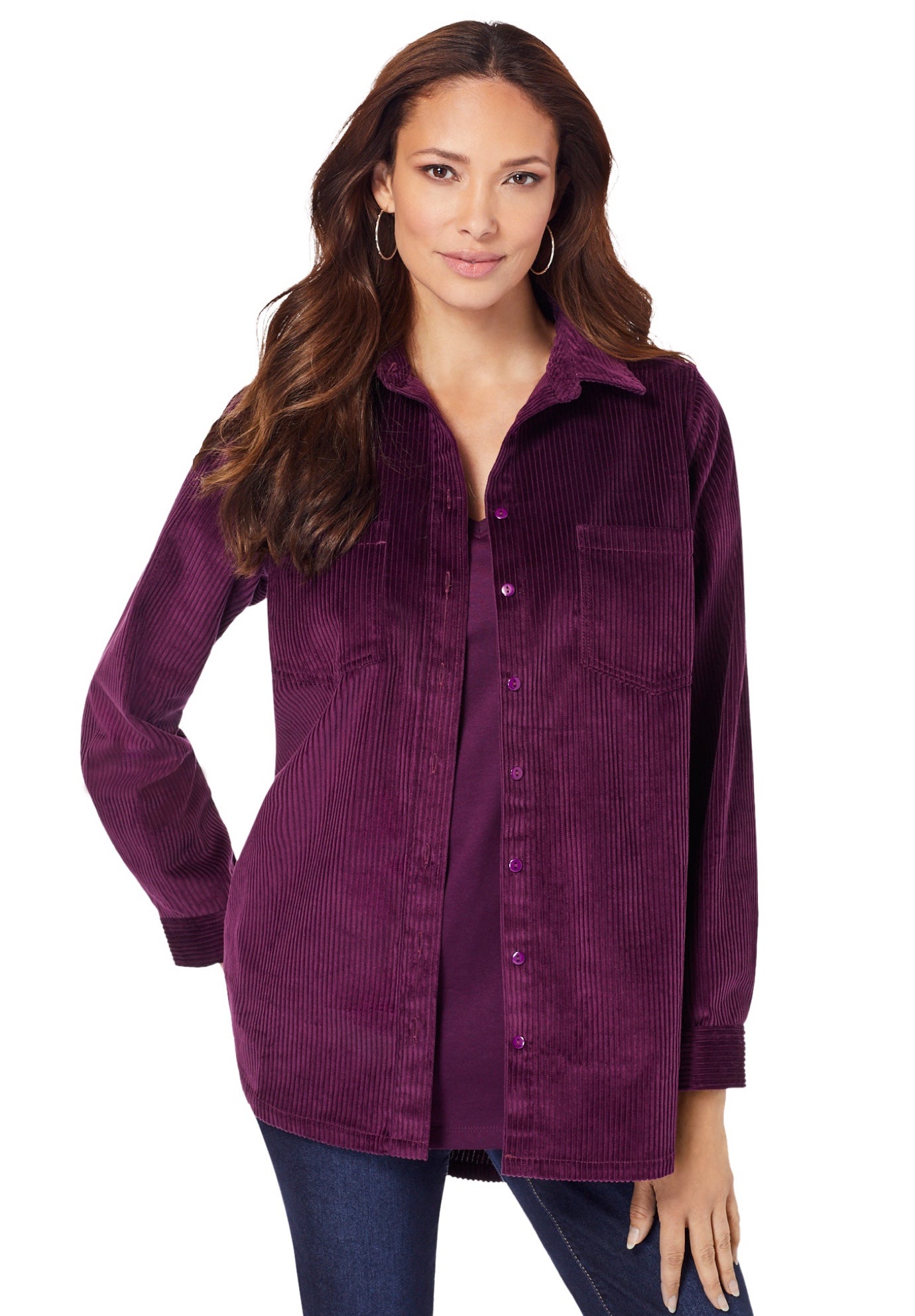 Corduroy Button-Front Shirt image number 0