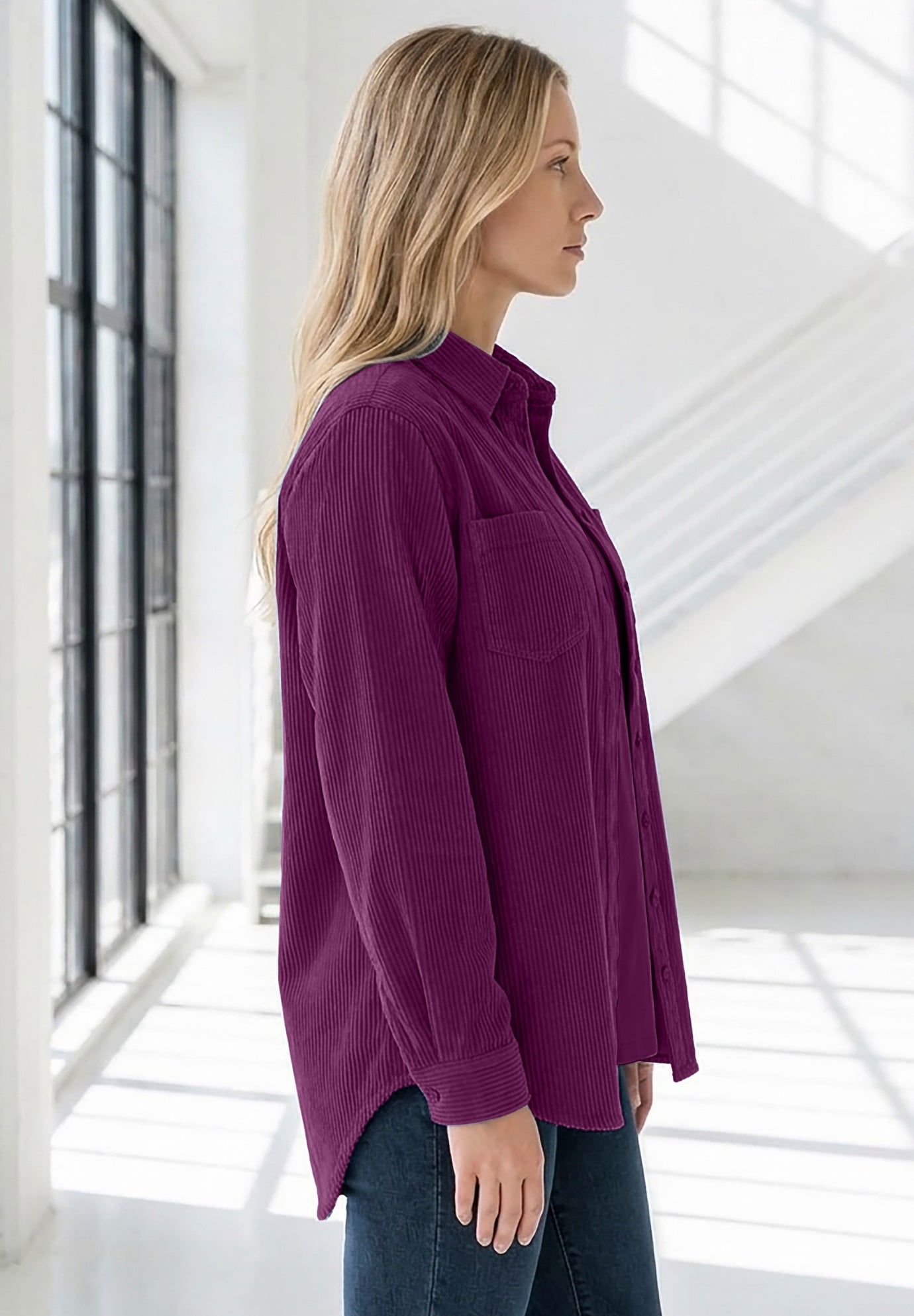 Corduroy Button-Front Shirt image number 2