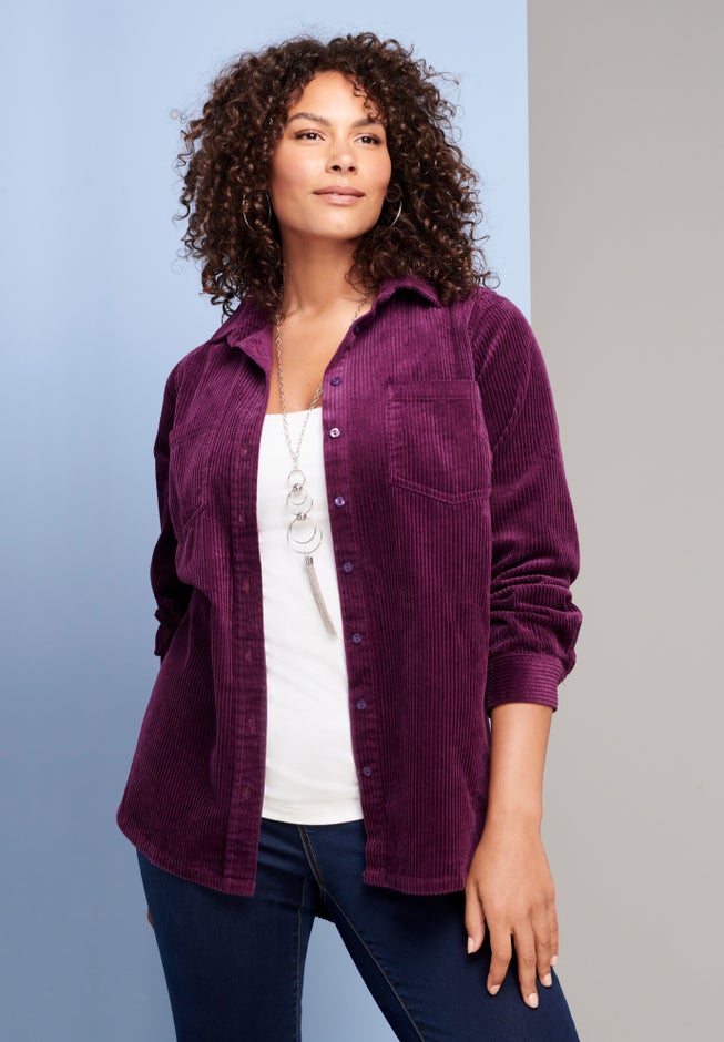 Corduroy Button-Front Shirt image number 4