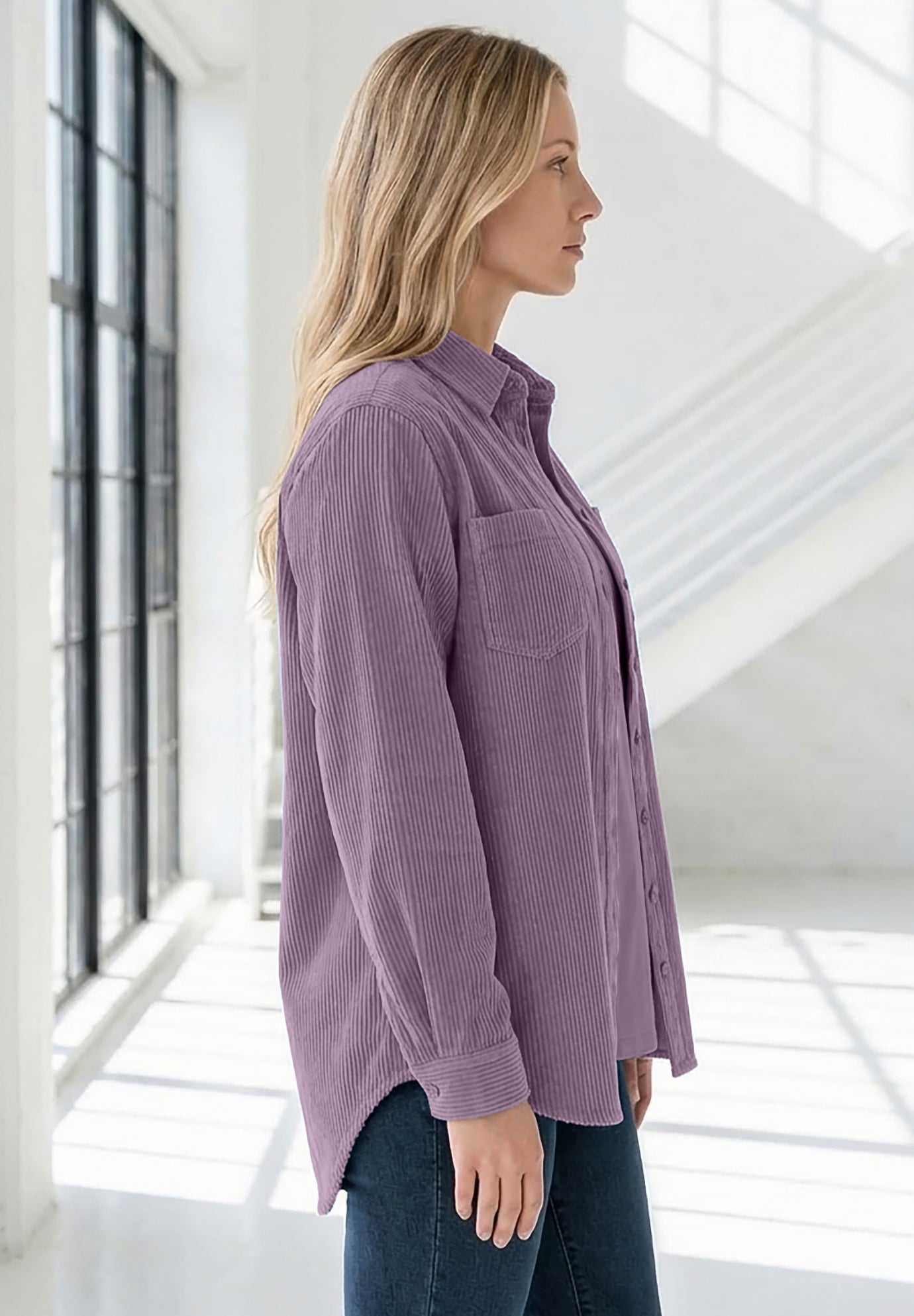 Corduroy Button-Front Shirt image number 2