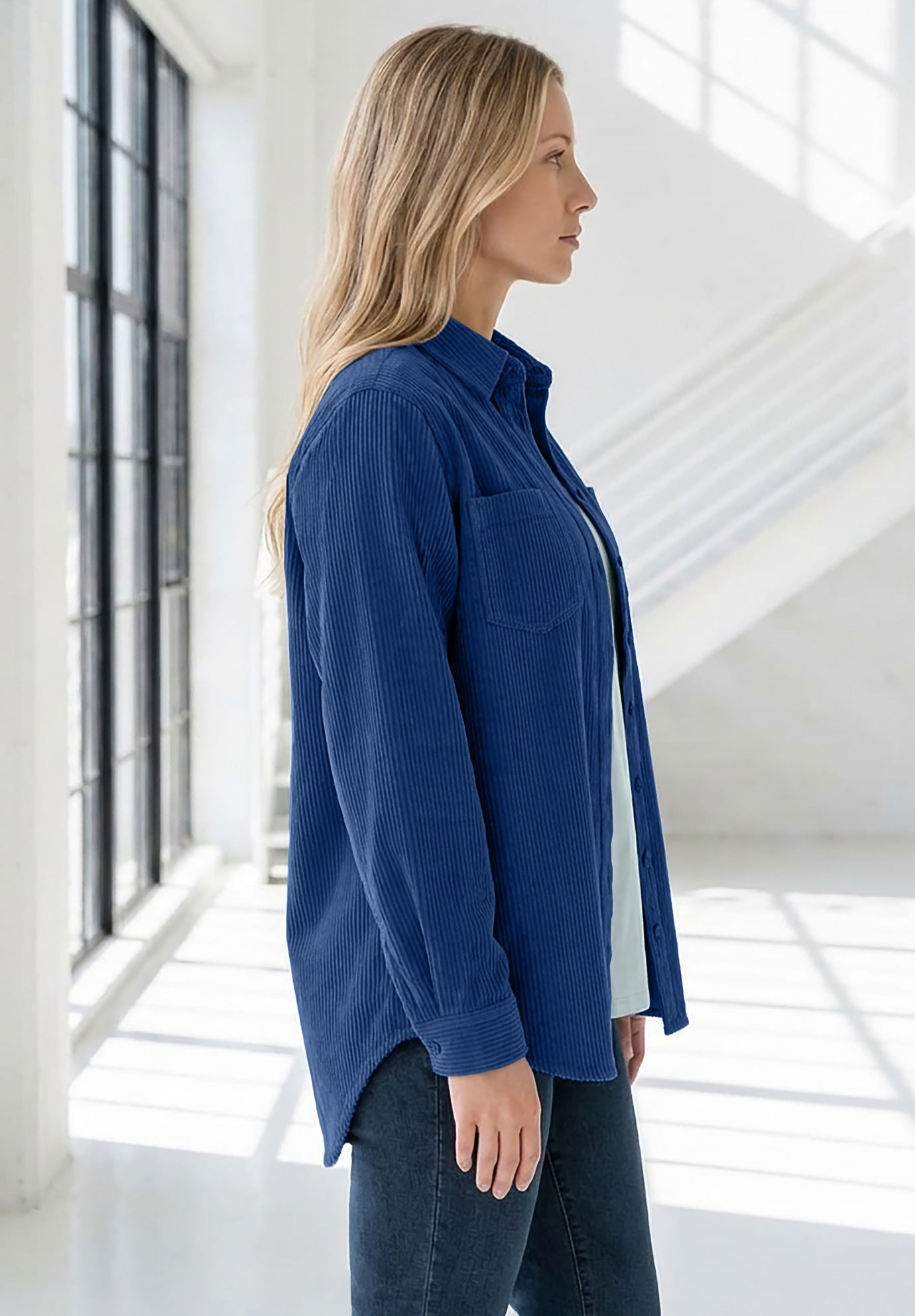 Corduroy Button-Front Shirt image number 2