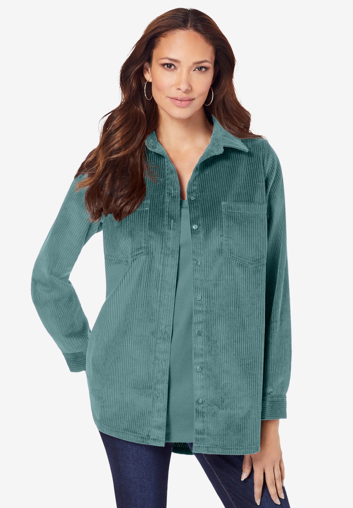 Corduroy Button-Front Shirt image number 0
