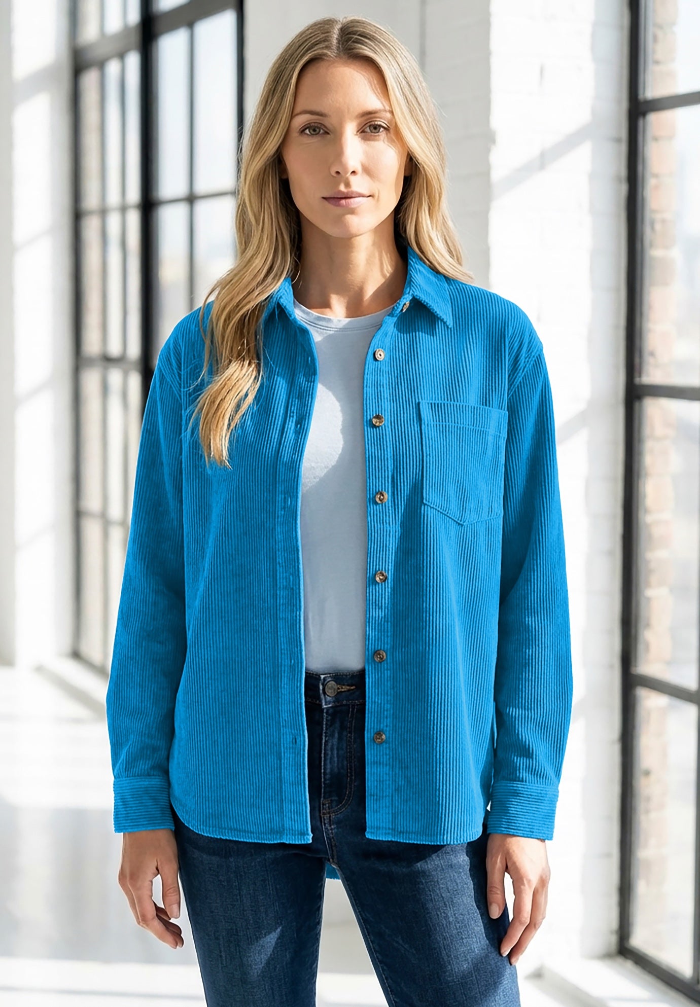 Corduroy Button-Front Shirt image number 0
