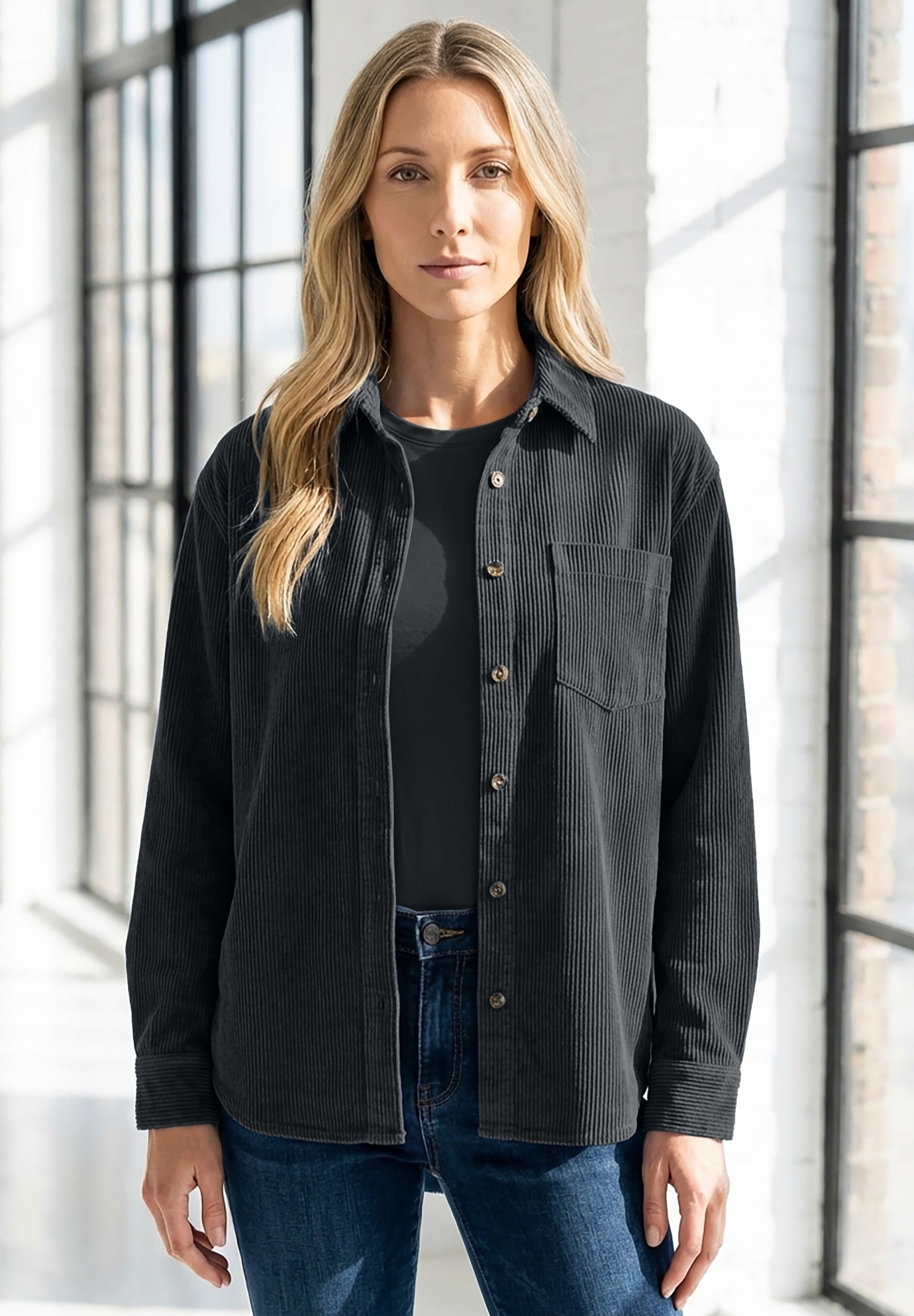Corduroy Button-Front Shirt image number 0