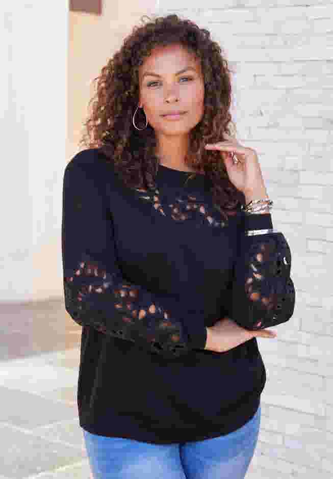 Plus Size Pullover Sweater with Cutout Detail image number 1