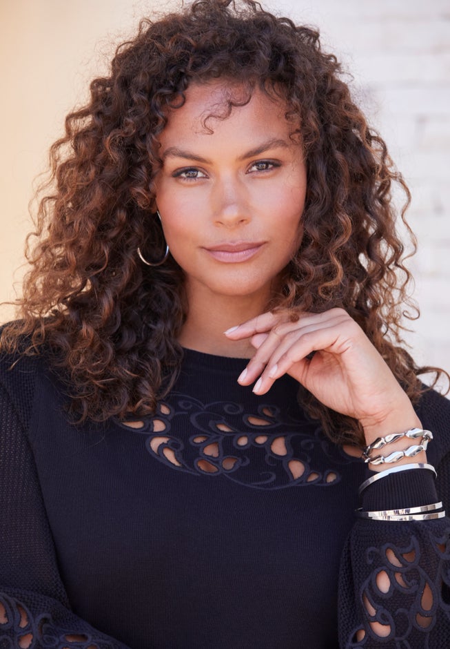 Plus Size Pullover Sweater with Cutout Detail image number 2