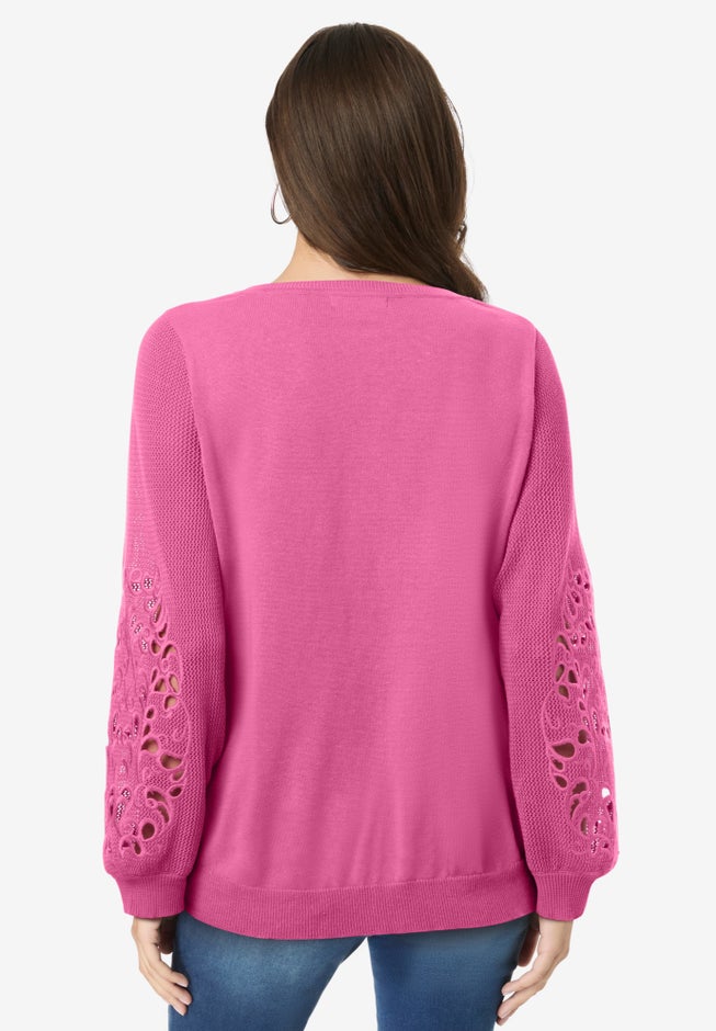 Plus Size Pullover Sweater with Cutout Detail image number 1
