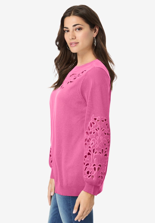 Plus Size Pullover Sweater with Cutout Detail image number 2