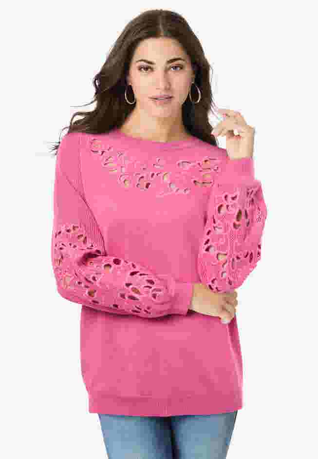 Plus Size Pullover Sweater with Cutout Detail image number 0