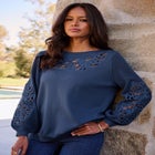 Plus Size Pullover Sweater with Cutout Detail image number null