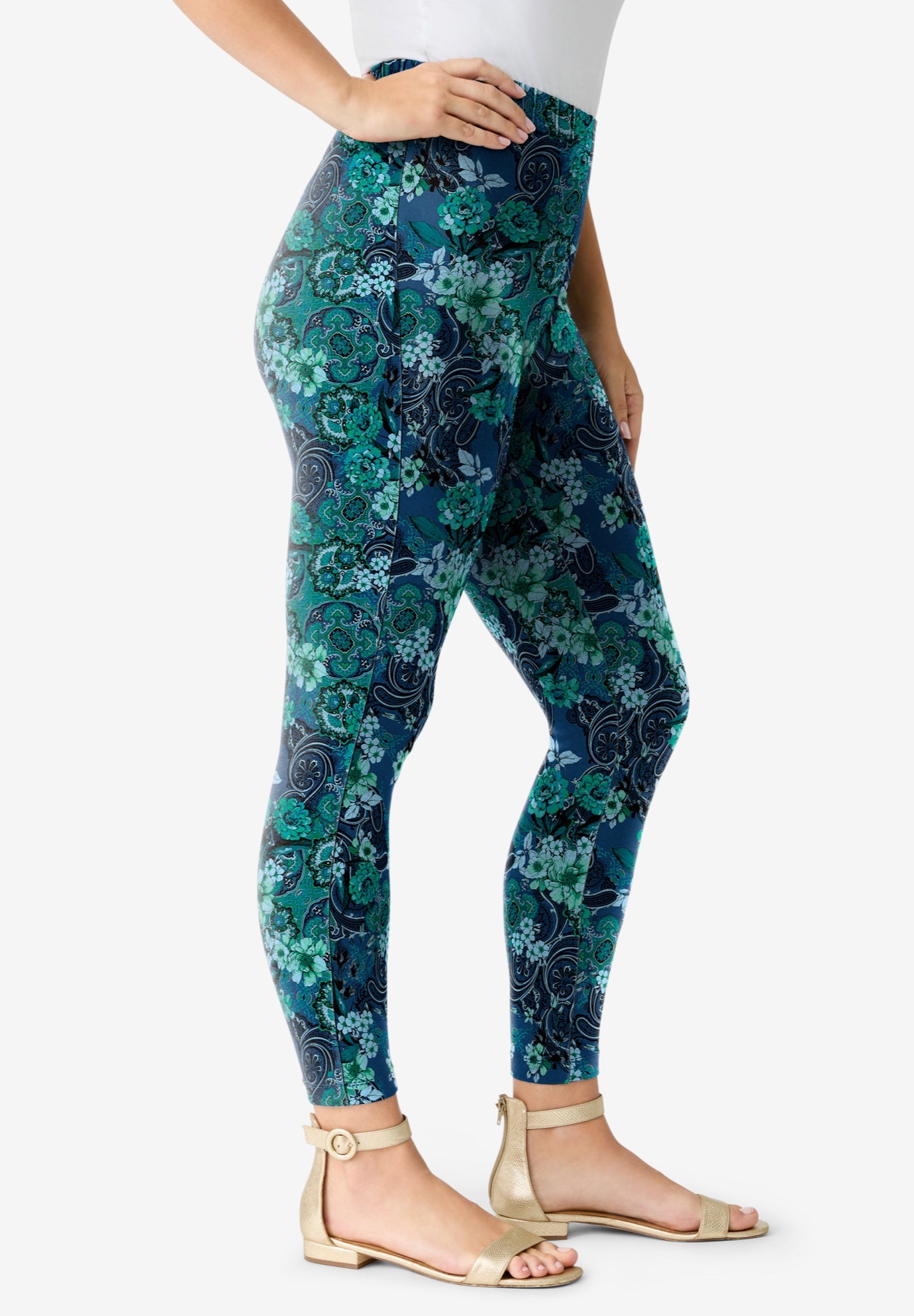 Plus Size Ankle Length Essential Stretch Legging image number 3