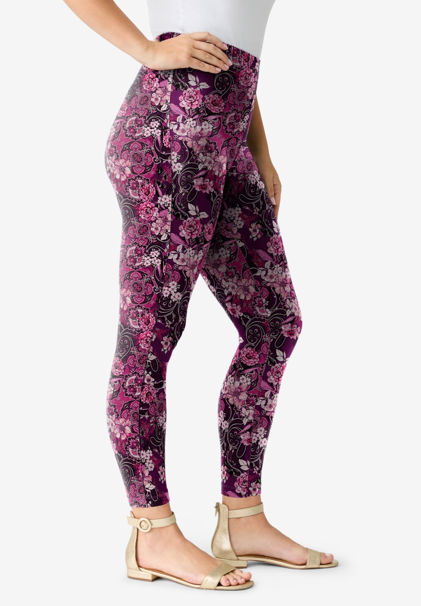 Plus Size Essential Stretch Ankle Length Pull-On Legging image number 3