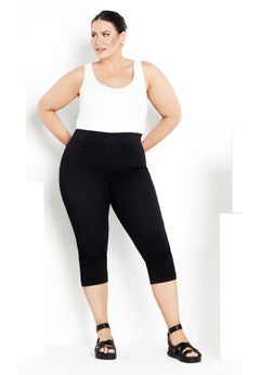 Pull On Cropped Denim Capri