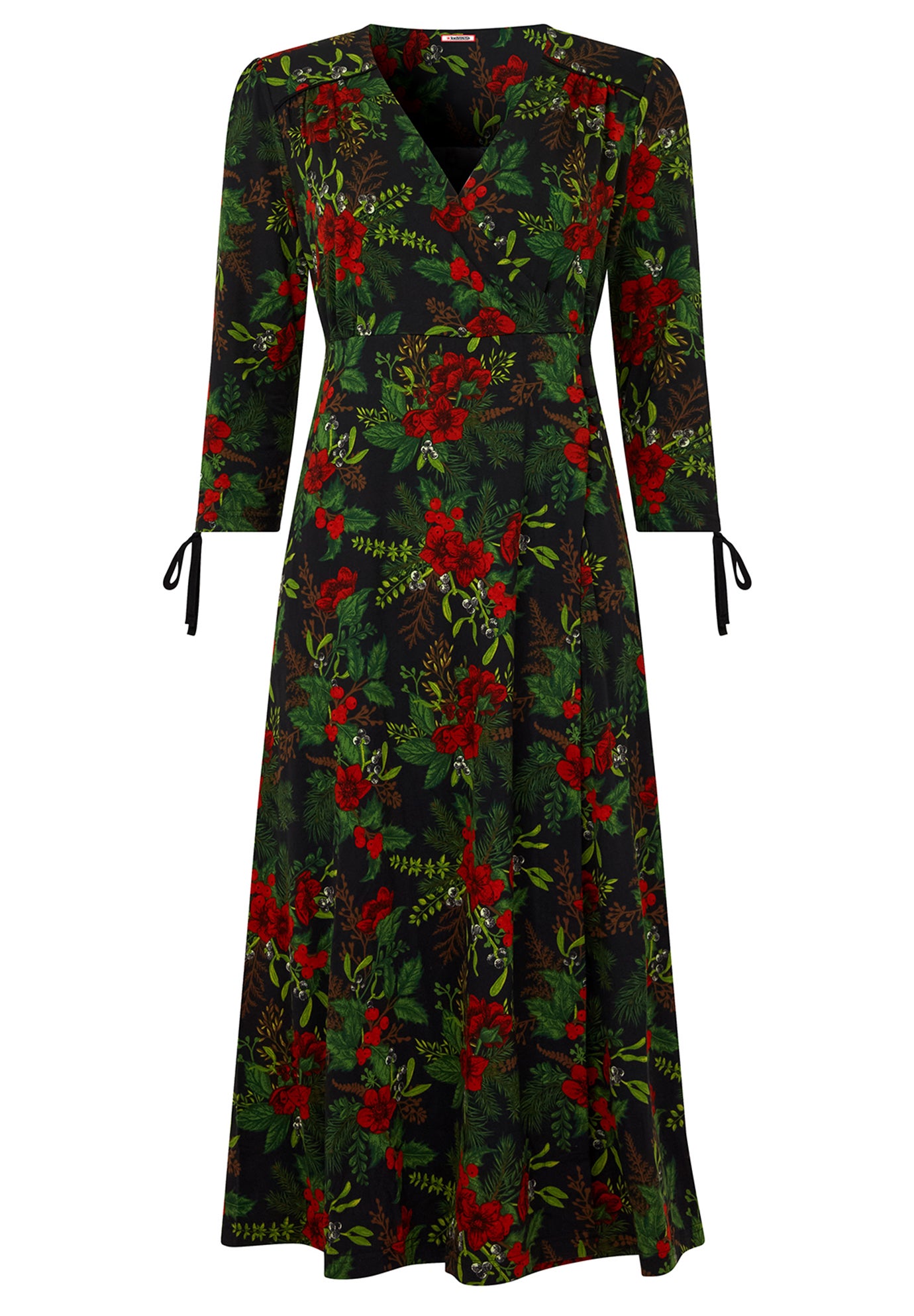 Stretch Knit Faux Wrap Midi Dress image number 1