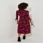 Stretch Knit Faux Wrap Midi Dress image number null