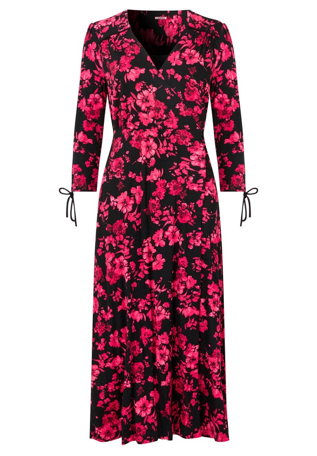 Stretch Knit Faux Wrap Midi Dress image number 3