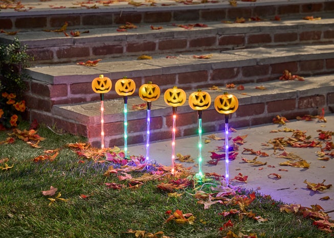 Set of 6 Jack-O-Lantern Pathway Lights image number 1