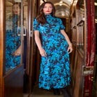 Stretch Knit Mockneck Midi Dress image number 2