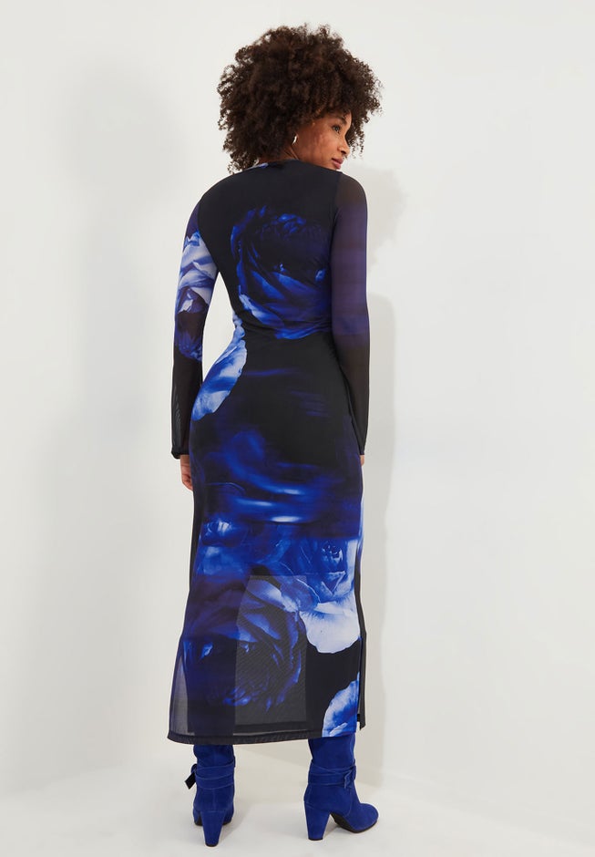 Stretch Mesh Midi Dress image number 1