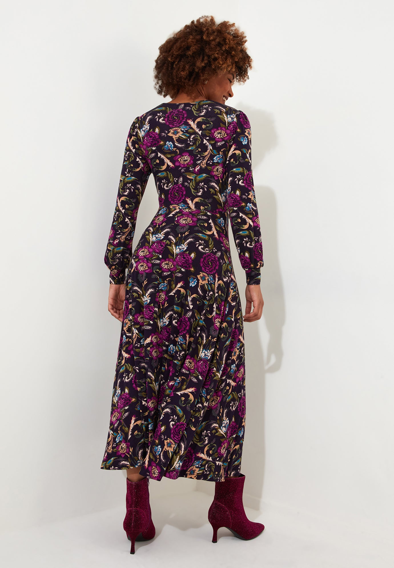 Stretch Knit A-line Midi Dress image number 4