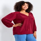 Scallop Trim Peasant Blouse image number null