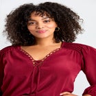 Scallop Trim Peasant Blouse image number null
