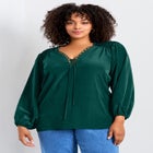 Scallop Trim Peasant Blouse image number 0