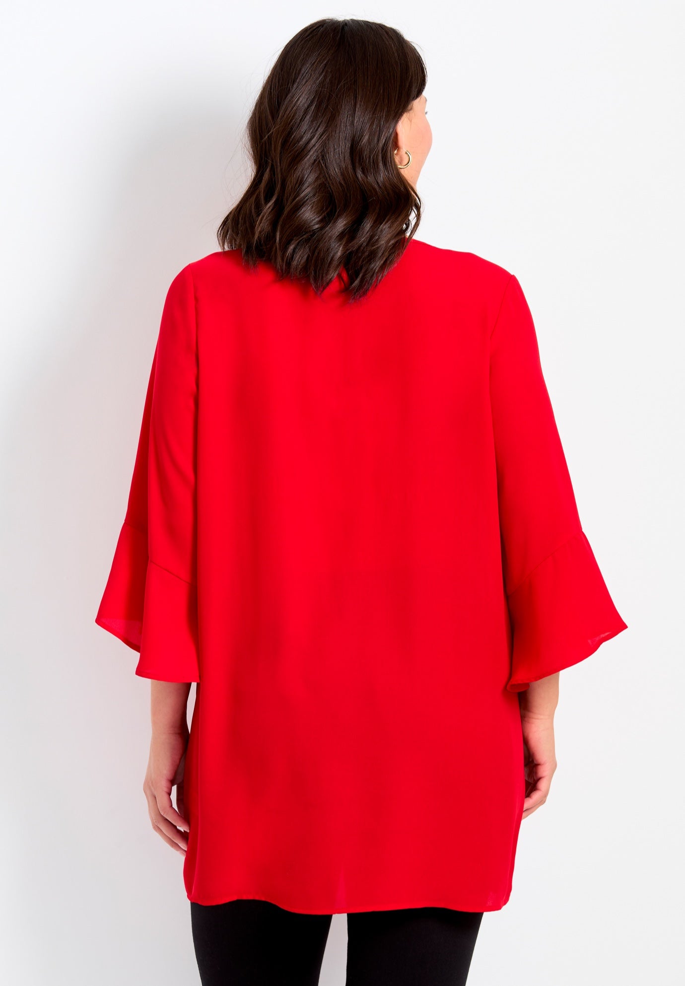 V-Neck Lace-Up Bell Sleeve Tunic image number 1